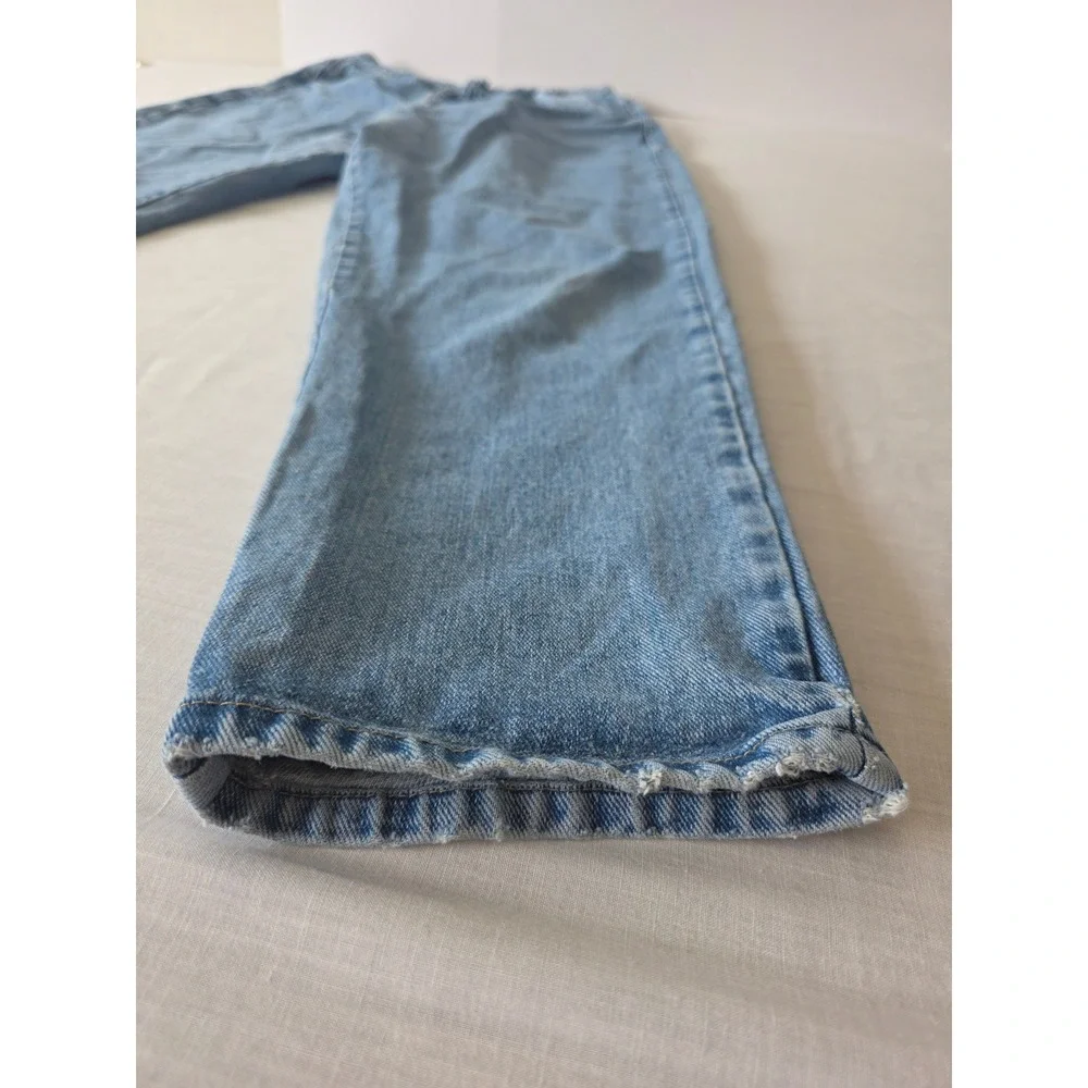 Vintage‎ Mom Jeans High Rise Tapered 100% Cotton 14 Light Wash Distressed 90s